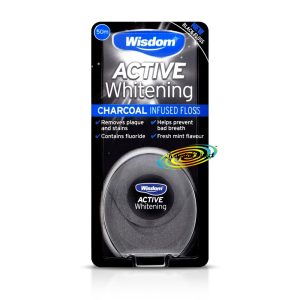 WISDOM ACTIVE WHITENING CHARCHOAL INFUSED FLOSS 50M